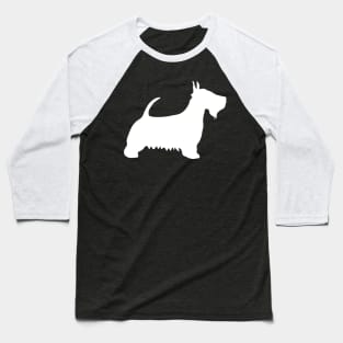 Scottish Terrier Dog Silhouette - White Baseball T-Shirt